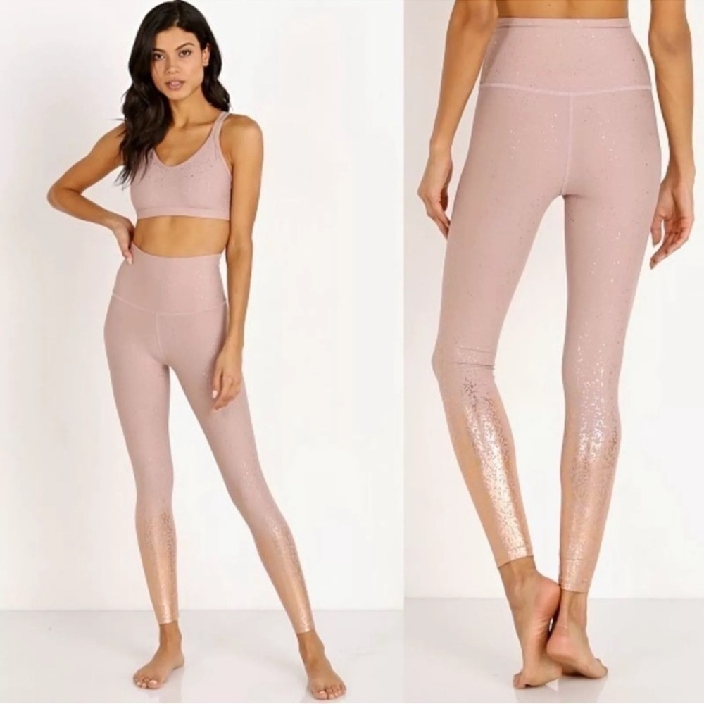 Beyond Yoga Alloy Ombré Metallic High Rise Leggings Pink Gold Alloy Size Small